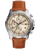 Fossil Men's Chronograph Dean Light Brown Leather Strap Watch 45mm Fs5130