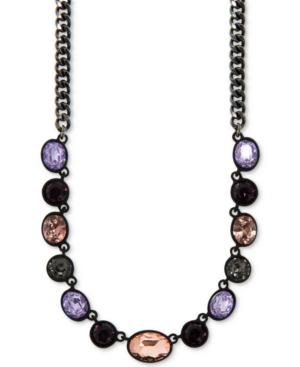 Dkny Hematite-tone Multi-stone Collar Necklace, Created For Macy's