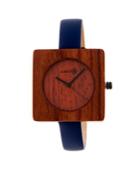 Earth Wood Teton Leather-band Watch Red 38mm