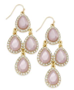 Inc International Concepts Gold-tone Pink Stone Teardrop Chandelier Earrings, Only At Macy's