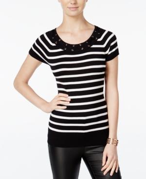 Bcx Juniors' Striped Lace-up Top