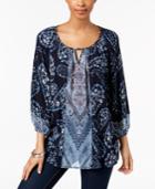 Style & Co Printed Keyhole Top, Created For Macy's