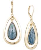 Anne Klein Gold-tone Stone Teardrop Orbital Drop Earrings