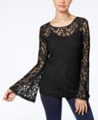 Ultra Flirt Juniors' Lace Bell-sleeve Top