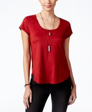Belle Du Jour Juniors' Faux-suede Top With Necklace