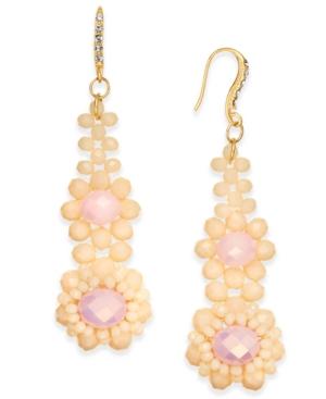Inc International Concepts Gold-tone Stone Flower Drop Earrings, Created For Macy's