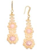 Inc International Concepts Gold-tone Stone Flower Drop Earrings, Created For Macy's