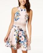 City Triangles Juniors' Lace-inset Fit & Flare Dress
