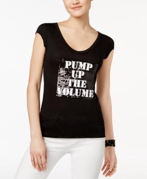 William Rast Pump Up The Volume Sequined Graphic T-shirt