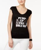 William Rast Pump Up The Volume Sequined Graphic T-shirt