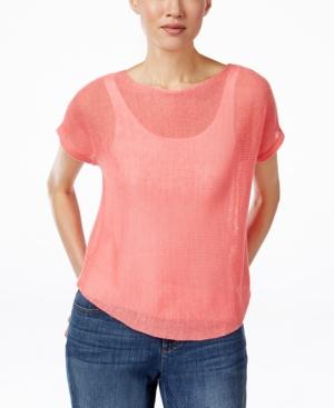 Eileen Fisher Petite Sheer Knit Bateau-neck Top