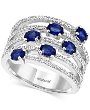 Effy Sapphire (1-3/8 Ct. T.w.) And Diamond (3/8 Ct. T.w.) Ring In 14k White Gold