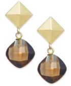 Smokey Quartz Pyramid Drop Earrings In 14k Gold (7 Ct. T.w.)
