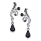 2028 Silver-tone Black And Hematite Color Crystal Vine Drop Earrings