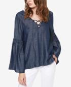 Sanctuary Lila Chambray Lace-up Top