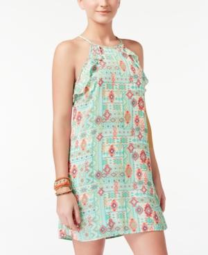 Teeze Me Juniors' Printed Ruffled Shift Dress