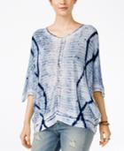 Lucky Brand Tie-dyed Crochet-detail Top