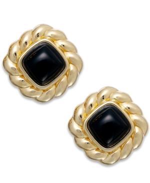 Signature Gold Onyx Rope Stud Earrings In 14k Gold (4-5/8 Ct. T.w.)