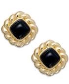 Signature Gold Onyx Rope Stud Earrings In 14k Gold (4-5/8 Ct. T.w.)