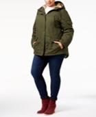 Celebrity Pink Trendy Plus Size Faux-fur-trim Hooded Parka