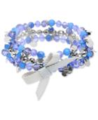 Lonna & Lilly Silver-tone Blue Bead Bow Coil Bracelet