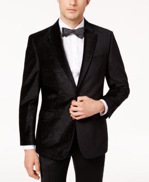 Tommy Hilfiger Men's Slim-fit Black Paisley Velvet Dinner Jacket