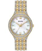 Bulova Women's Crystal Accented Gold-tone Stainless Steel Bracelet Watch 32mm 98l234