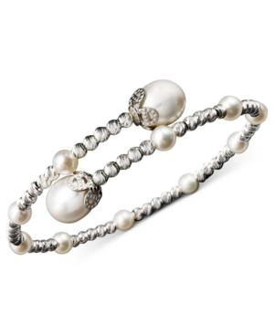 Pearl Bracelet, Sterling Silver Cultured Freshwater Pearl (4-1/2mm And 8-1/2mm) Sparkle Bead Cuff Bracelet