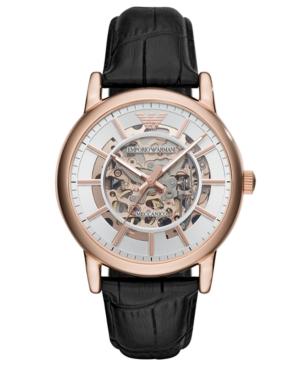 Emporio Armani Men's Automatic Black Leather Strap Watch 43mm