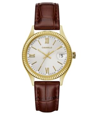 Caravelle New York By Bulova Women's Brown Leather Strap Watch 32mm