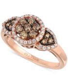 Le Vian Chocolatier Framed Clusters Diamond Ring (5/8 Ct. T.w.) In 14k Rose Gold