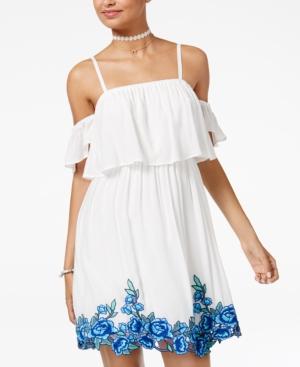 As U Wish Juniors' Cold-shoulder Fit & Flare Dress
