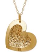 Textured Heart Pendant Necklace In 10k Gold