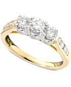 Three-stone Diamond Ring In Two-tone 14k Gold (1 Ct. T.w.)