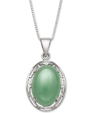 Dyed Jadeite Greek Key Pendant Necklace In Sterling Silver