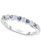Sapphire (1/5 Ct. T.w.) And Diamond Accent Band In 14k White Gold
