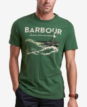 Barbour Men's Tetra Light Green Logo-print T-shirt