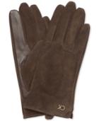 Calvin Klein Leather & Fleece-lined Smart Gloves