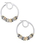 Nine West Two-tone Beaded Hoop Earrings