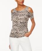 Calvin Klein Animal-print Cold-shoulder Top
