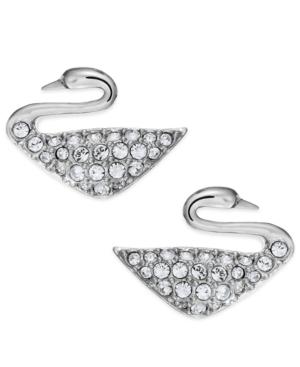 Swarovski Rhodium-plated Crystal Swan Stud Earrings
