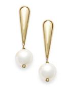 Pearl Earrings, 14k Gold Cultured Freshwater Pearl Exclamation Drop Earrings