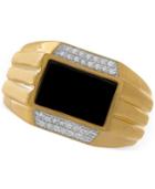Men's Onyx & Diamond (1/6 Ct. T.w.) Ring In 10k Gold