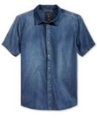 Guess Men's Short-sleeve Slim-fit Chambray Shirt