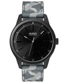 Hugo Men's #dare Gray Camo Leather Strap Watch 42mm