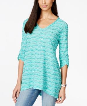 Jm Collection Elbow Sleeve Textured Jacquard Top, Only At Macy's