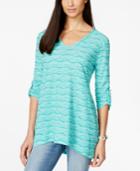 Jm Collection Elbow Sleeve Textured Jacquard Top, Only At Macy's