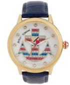 Betsey Johnson Women's Blue Patent Leather Strap Watch 41mm Bj00084-51