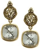 T Tahari Earrings, 14k Gold Plated Essentials Crystal Scroll Drop Earrings