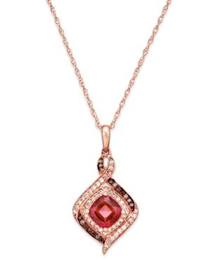 Rhodolite Garnet (1-1/3 Ct. T.w.) And Diamond (1/4 Ct. T.w.) Pendant Necklace In 14k Rose Gold